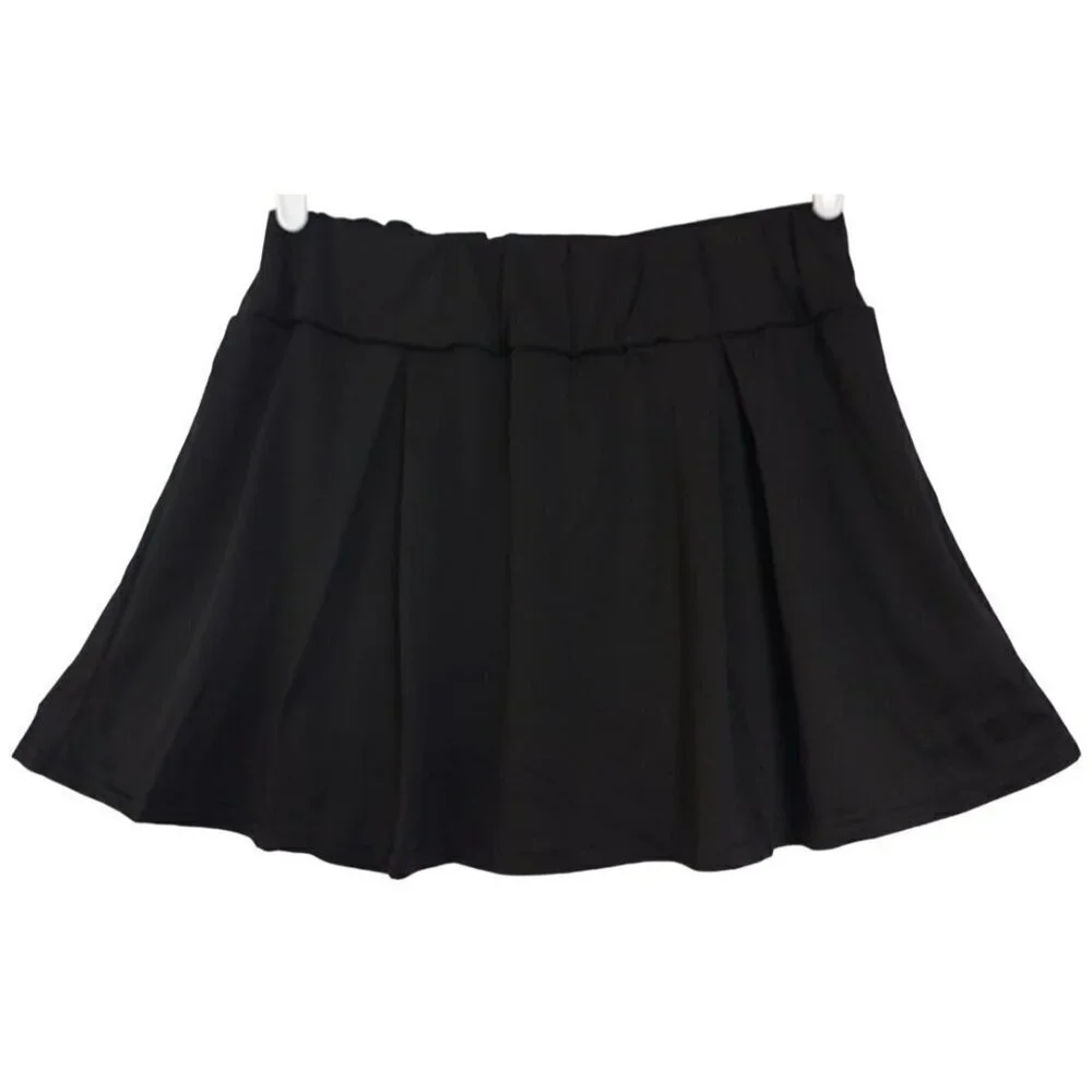 Black 3XL Skater Skirt With Built-In Shorts Elastic Waist, For Girls.